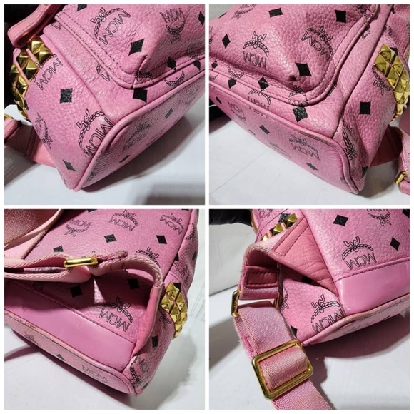 Authentic MCM Small Visetos Stark Leather Backpack Pink - Picture 13 of 15